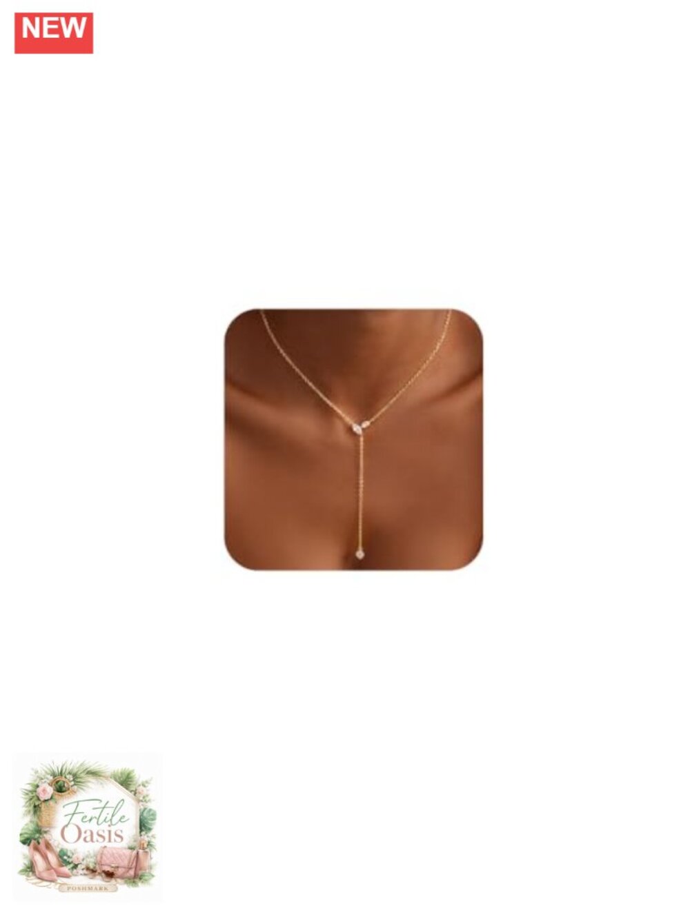 14k Gold Plated Leaf Pendant Y-Necklace Dainty Layered Lariat